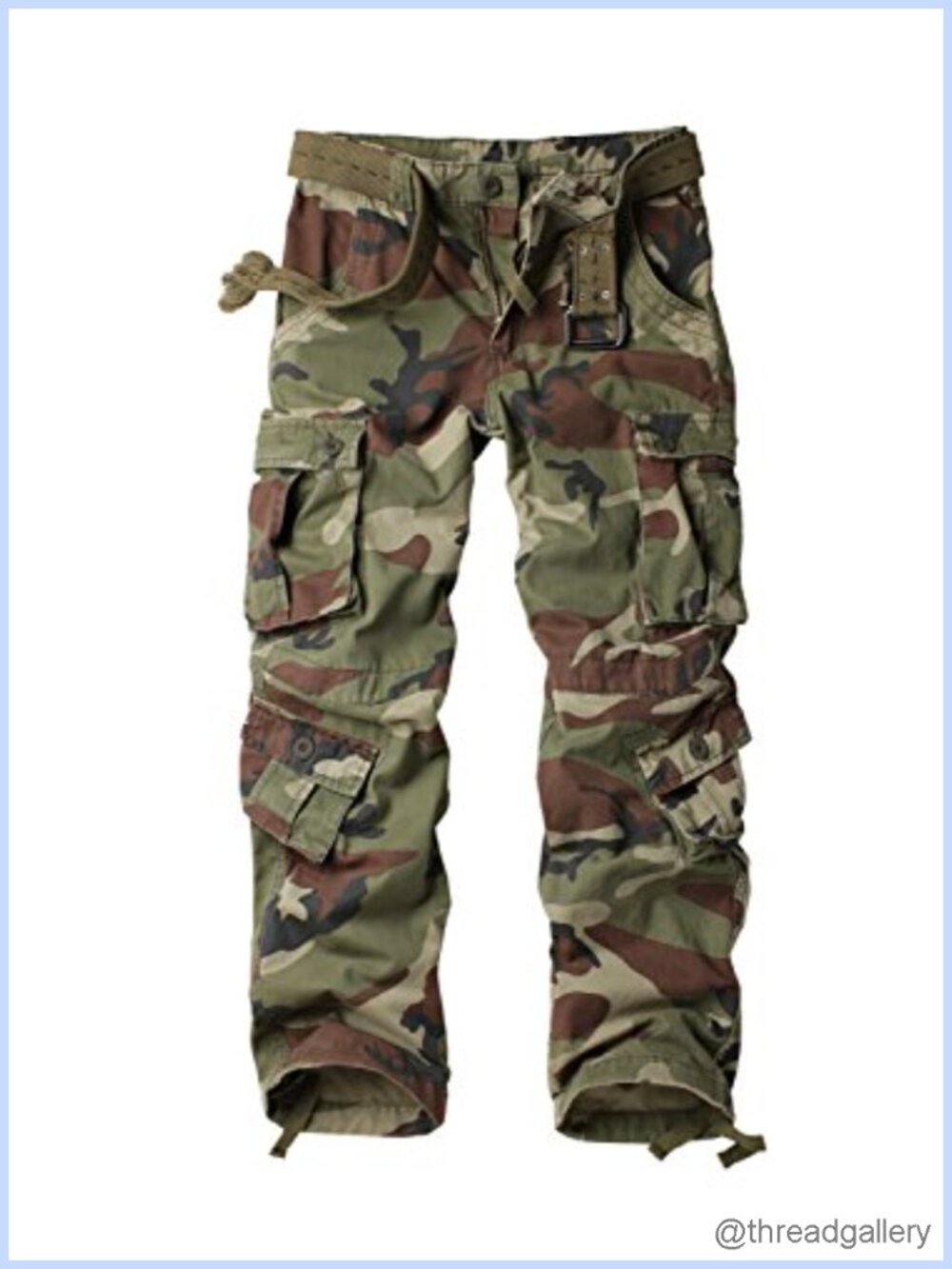 Womens Cotton Cargo Work Pants Camo Parachute Mid Rise Straight
